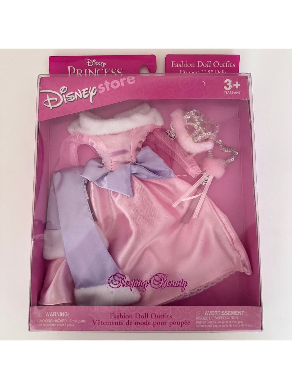 Disney Store Sleeping Beauty Princess Aurora Fashion Doll Outfit Pink Crown New